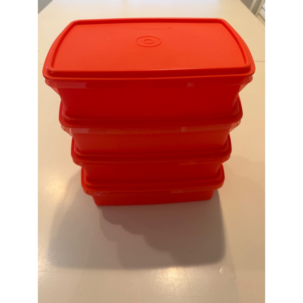 Tupperware Lunch it Set of 4 Orange Divided Food Storage Containers